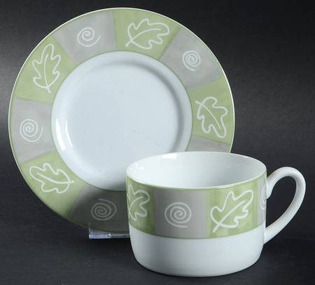 Leaf Collage Flat Cup & Saucer Set