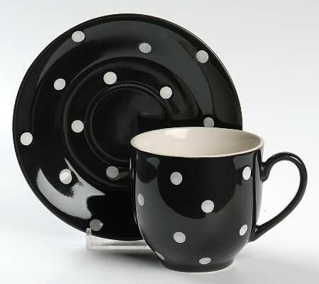Baking Days Black Flat Cup & Saucer Set