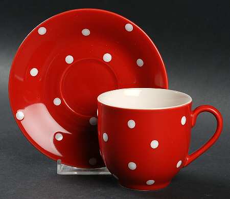 Baking Days Red Flat Cup & Saucer Set
