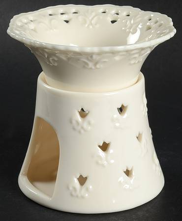 Cream Lace 2 Pc Wax Tart Burner/Warmer (Bowl & Candle Base)