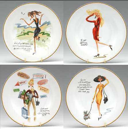 Glamour Girls Salad/Dessert Plate - Set of 4