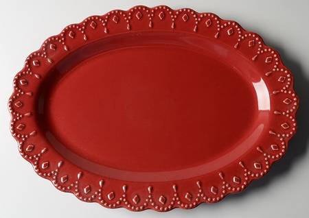 Now and Then Poppy 14" Oval Serving Platter