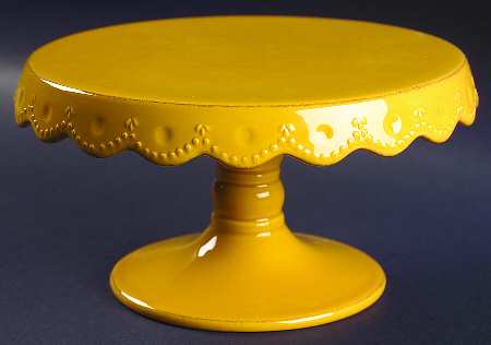 Now and Then Goldenrod 8" Diameter Pedestal Cake Stand