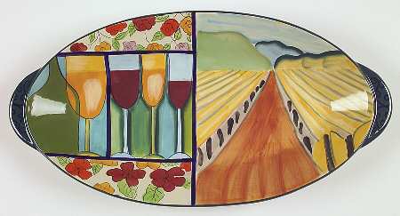 Sweet Life of Wine 19" Oval Serving Platter