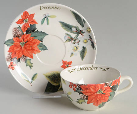 Flowers of the Month Flat Cup & Saucer Set