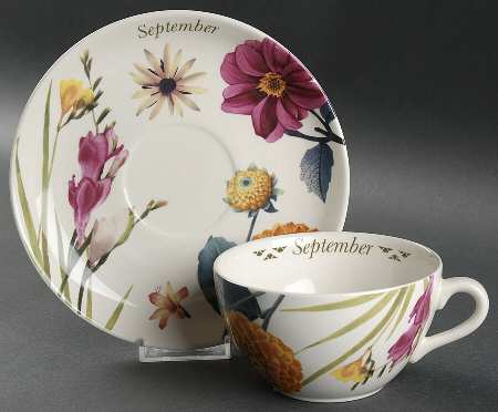 Flowers of the Month Flat Cup & Saucer Set