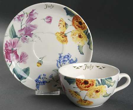 Flowers of the Month Flat Cup & Saucer Set