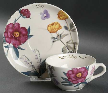 Flowers of the Month Flat Cup & Saucer Set