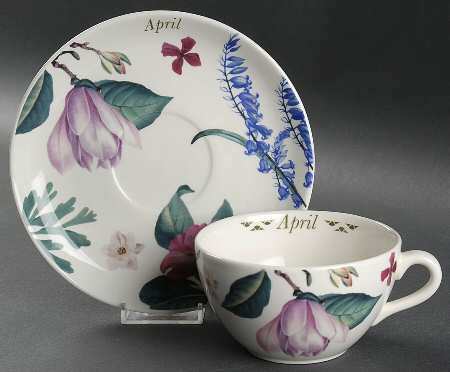 Flowers of the Month Flat Cup & Saucer Set