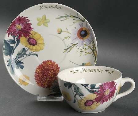 Flowers of the Month Flat Cup & Saucer Set
