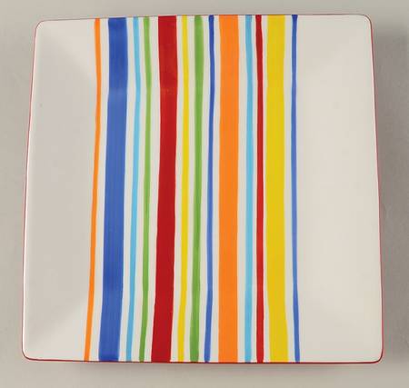 Summer Stripe Square Salad Plate