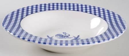 Rooster Gingham Rim Soup Bowl