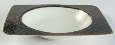Cloisonne Rose Onyx Large Rim Soup Bowl