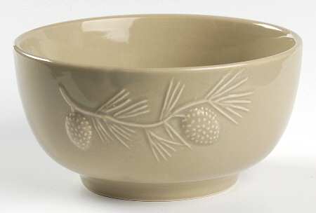 Embossed Pinecone Moss Green Soup/Cereal Bowl