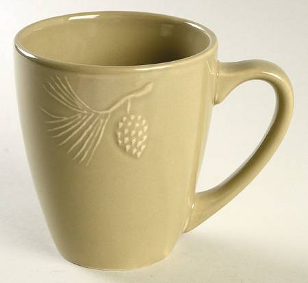Embossed Pinecone Moss Green Mug