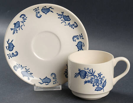 Blue Onion Flat Cup & Saucer Set