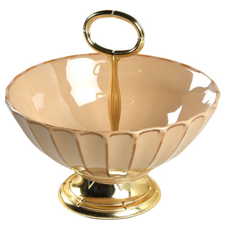 Society Beige 6"-7" Handled Footed Nut Dish HC