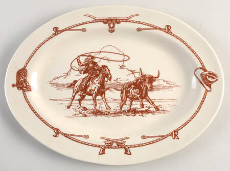 Sky Ranch Rust 14" Oval Serving Platter by Sandy Richards