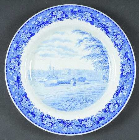 Boston Scenes Blue Luncheon Plate