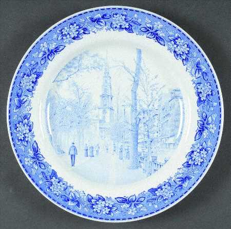 Boston Scenes Blue Luncheon Plate