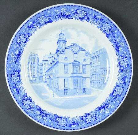 Boston Scenes Blue Luncheon Plate