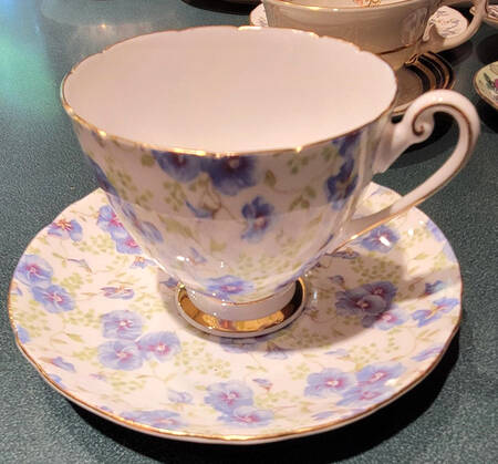 Blue Pansy Chintz(Ripon Shape) Footed Cup & Saucer Set