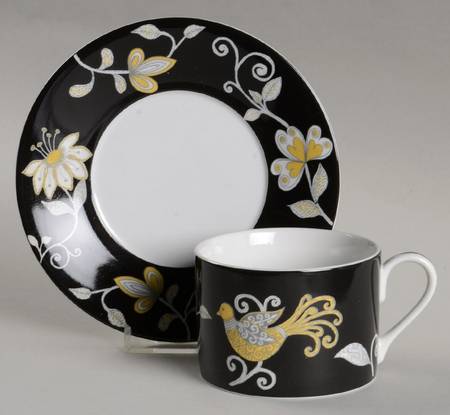 Yellow Bird Flat Cup & Saucer Set