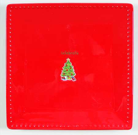 Jingle Bells Square Salad Plate