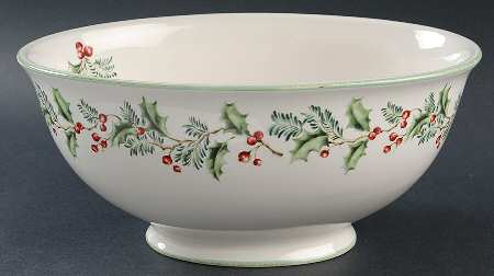 Holly Berry 11" Oval Salad Serving Bowl