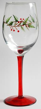 Holly Berry Glassware Goblet