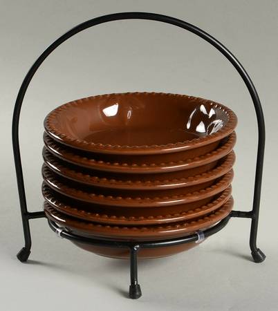 Sorrento Chocolate (Active 2008 - 2011) (7 Piece) Dip Bowl Set (6 Bowls & Caddy)