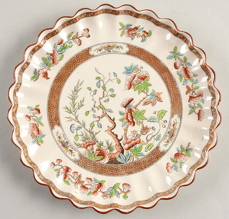 Indian Tree (Turquoise, Green, Rust, Scallop) Coupe Salad Plate