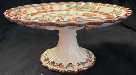 Indian Tree (Turquoise, Green, Rust, Scallop) Round Compote (Height X Width)