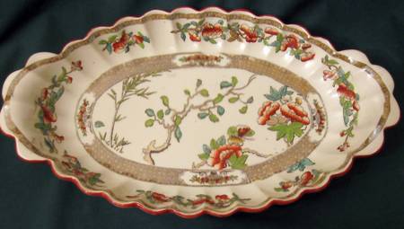 Indian Tree (Turquoise, Green, Rust, Scallop) 15" Oval Vegetable Bowl