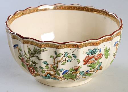 Indian Tree (Turquoise, Green, Rust, Scallop) Cranberry Bowl