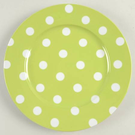 White Dots Lime Green Service Plate (Charger)