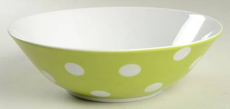 White Dots Lime Green 10" Large Salad Serving Bowl