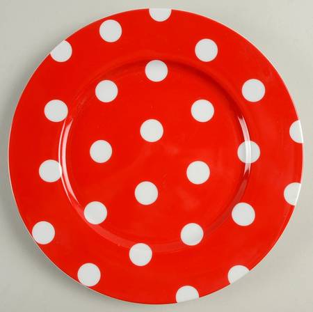 White Dots Red Dinner Plate
