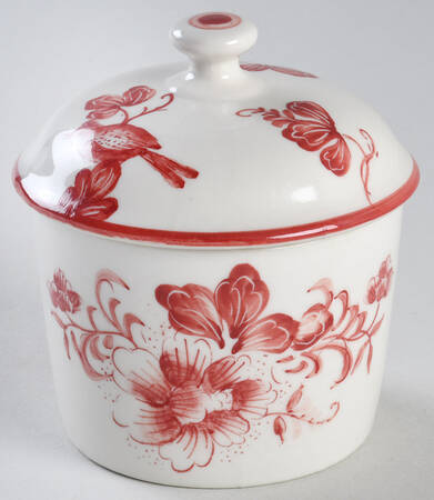 Tea Time Red Sugar Bowl & Lid