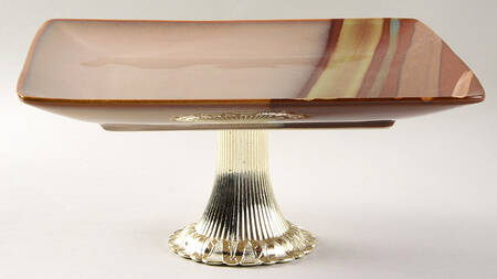 Avanti Brown Cake Stand with 4"-5" Metal Pedestal  Hc
