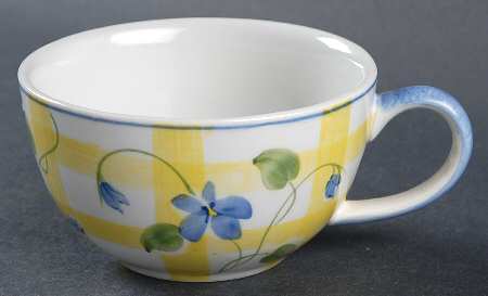 Forget Me Not & Yellow Plaid Cup for Individual Teapot & Lid with Cup