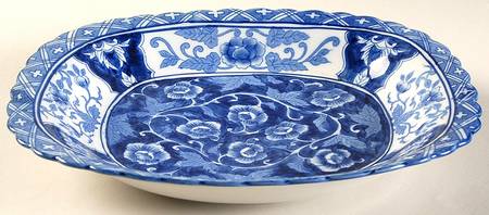 Blue Flowers 9" Oval Vegetable Bowl
