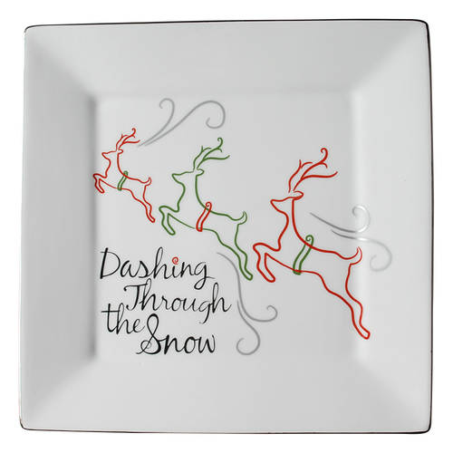 Eat, Drink & Be Merry Square Dinner Plate