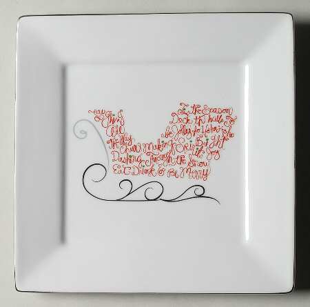 Eat, Drink & Be Merry Square Salad Plate