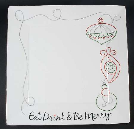 Eat, Drink & Be Merry Square Large Serving Platter