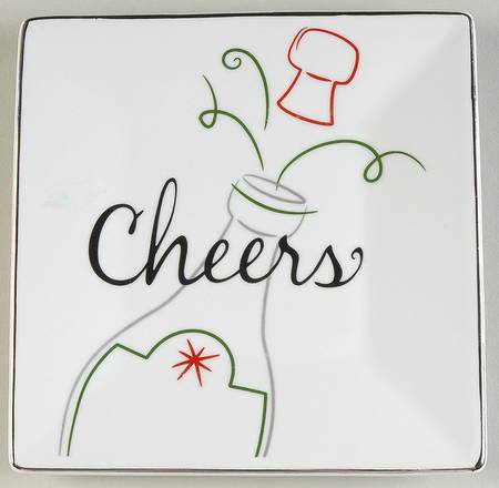Eat, Drink & Be Merry Square Appetizer Plate