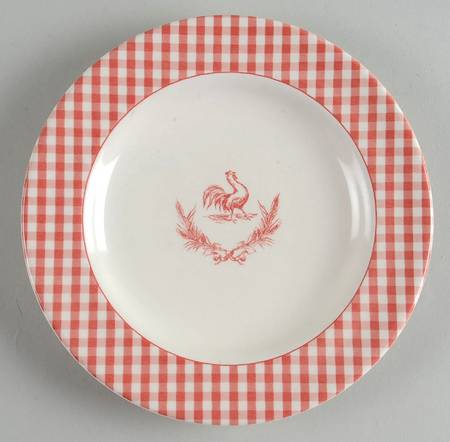 Rooster Gingham Red Salad Plate