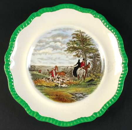 Herring Hunt (Gadroon, Green Band) by Spode