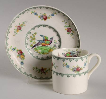 Vienna (Bird Center, Green) Flat Demitasse Cup & Saucer Set