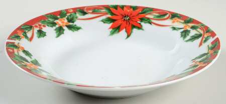 Poinsettia Rim Soup Bowl